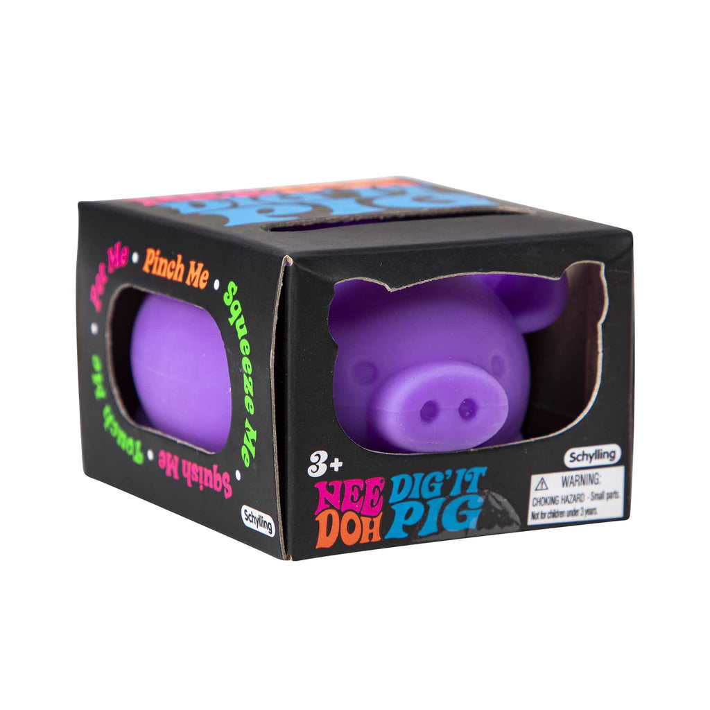 Animal-Shaped NeeDoh Dig’ It Pig | Select Velvet Canopy - Collectible Shaggy Monster Squishable Toy Detail