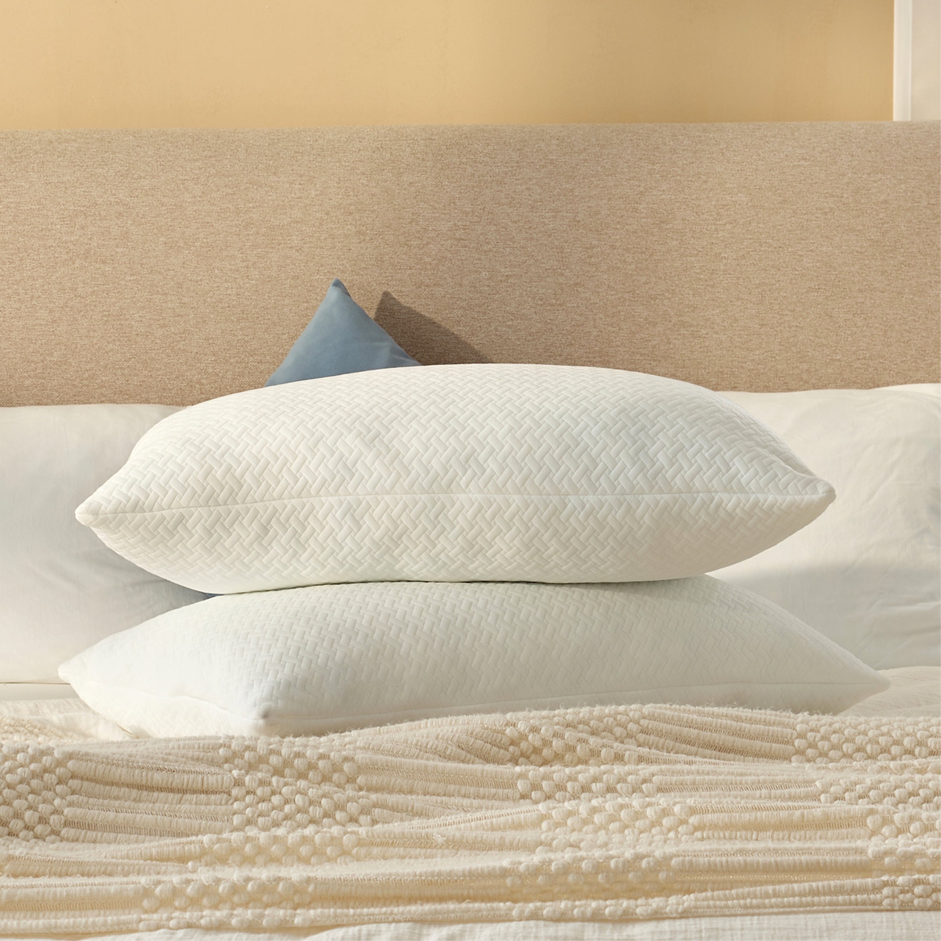Fluffy Shredded 2 Pack Bed Pillow, Shredded Gel Memory Foam Pillow, Standard Queen, Medium, Made in USA - Orthopedic Shredded Foam Bed Pillow Set - Default Title