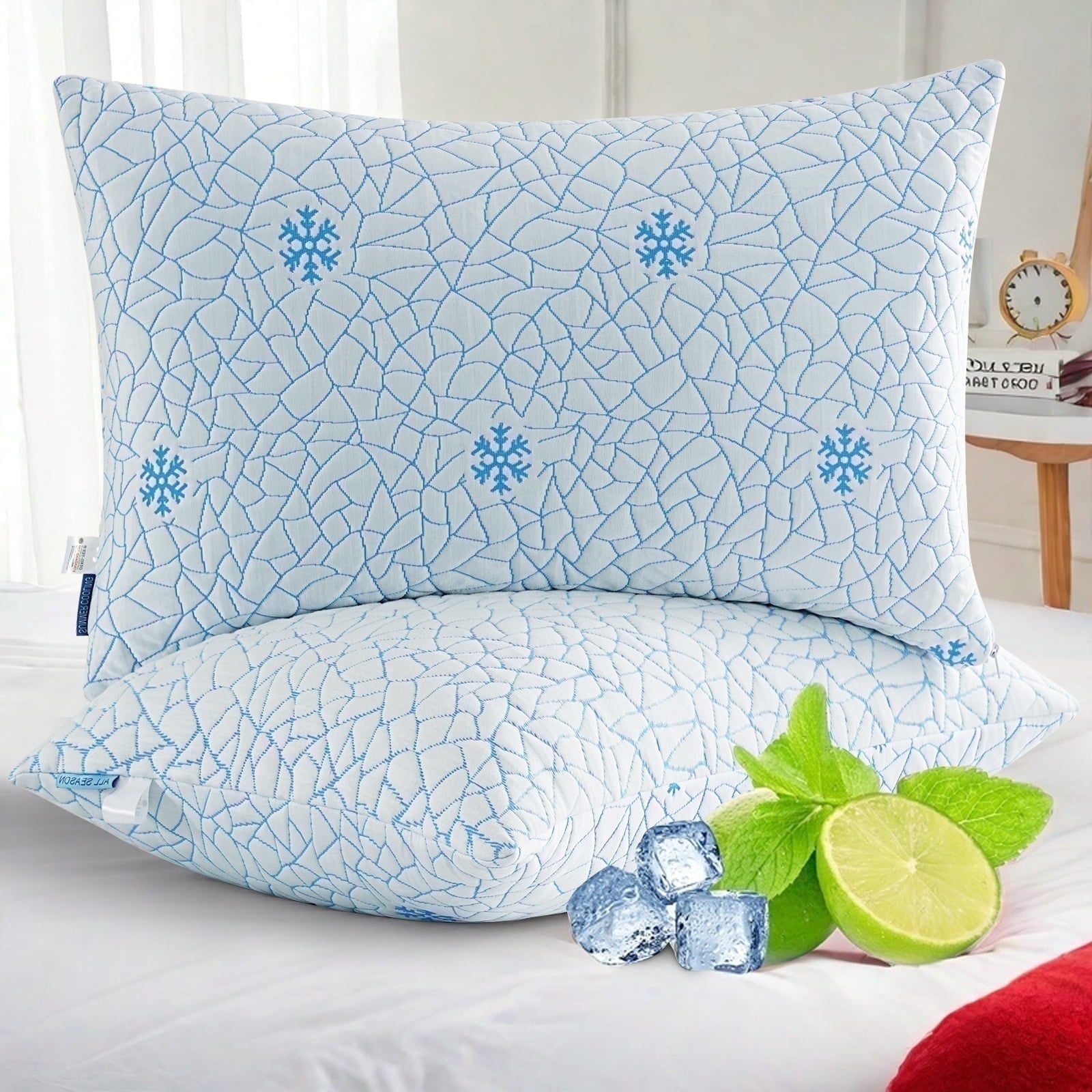 Ergonomic Memory Foam Cooling Memory Foam Queen Pillows Set of 2,Adjustable Support & Heat Dissipation Tech for Side,Back,Stomach & Hot Sle... - Ergonomic Memory Foam Pillow for Neck Pain Support - Default Title