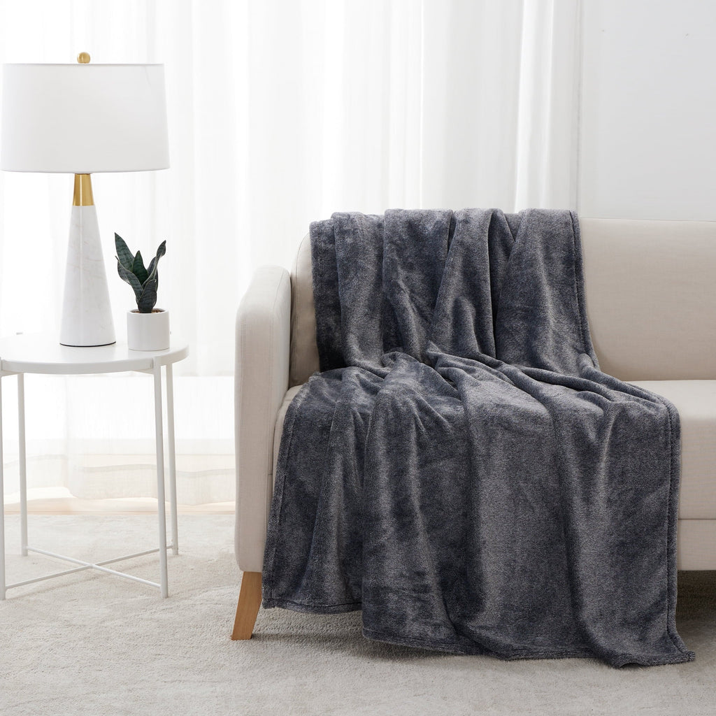 Lightweight Warm Plush Heathered Soft Oversized Throw Blanket, Gray - Super Soft Reversible Sherpa Flannel Blanket - Default Title