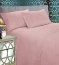 Breathable Luxury 4 Pieces Bed Sheet Set With Flat Fitted and 2 Pillowcases King-Dusty Rose - Premium Ultra-Soft Pillowcase Pair for Sleeping - Default Title