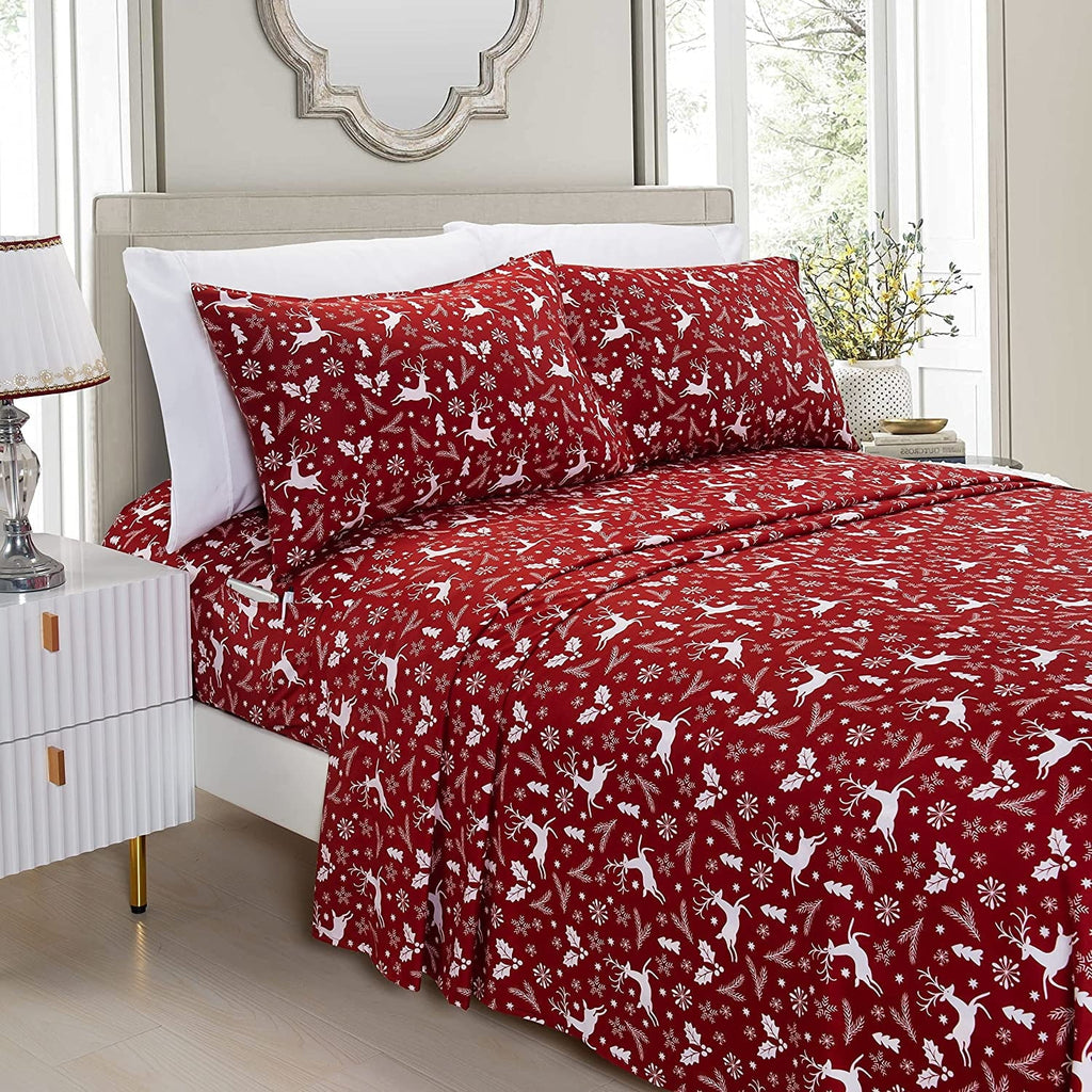 Cooling Sateen Luxury Soft Bed Sheets Holiday Pattern 1500 Thread Count Percale Egyptian Quality Softness Wrinkle and Fade Resistant... - Breathable Egyptian Cotton Flat & Fitted Sheets - Default Title