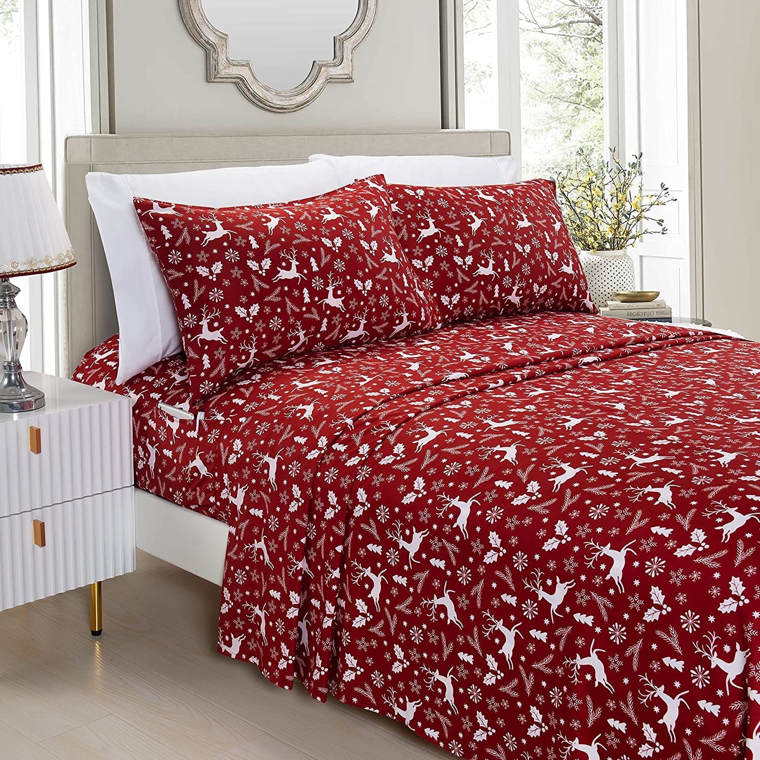 Cooling Sateen Luxury Soft Bed Sheets Holiday Pattern 1500 Thread Count Percale Egyptian Quality Softness Wrinkle and Fade Resistant... - Breathable Egyptian Cotton Flat & Fitted Sheets - Default Title