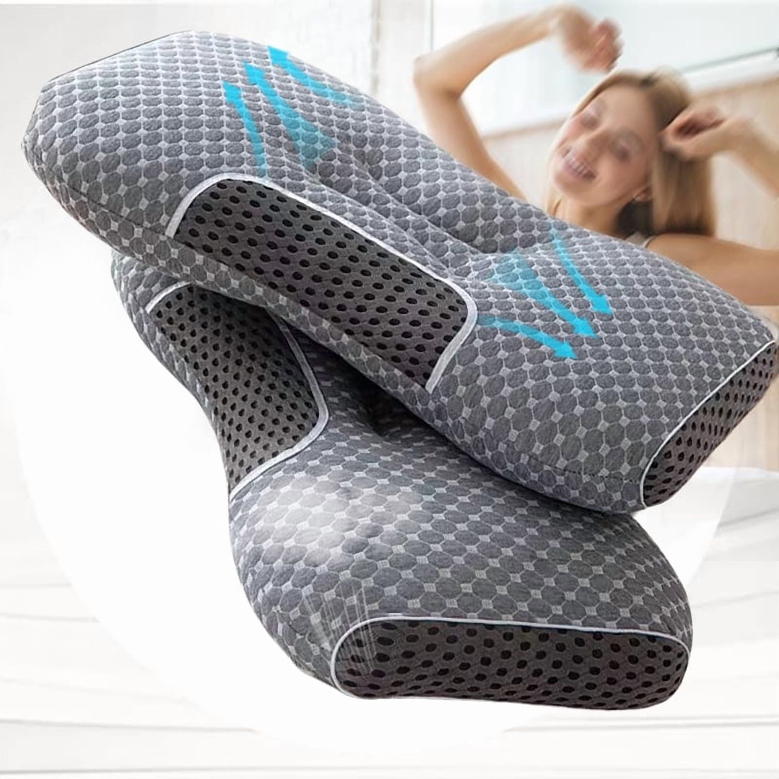Orthopedic Support 2-Piece Set - 24"x15" Gray Bed for Back, Side, Stomach Sleepers - Hotel Quality Plush Sleeping Pillows - Default Title