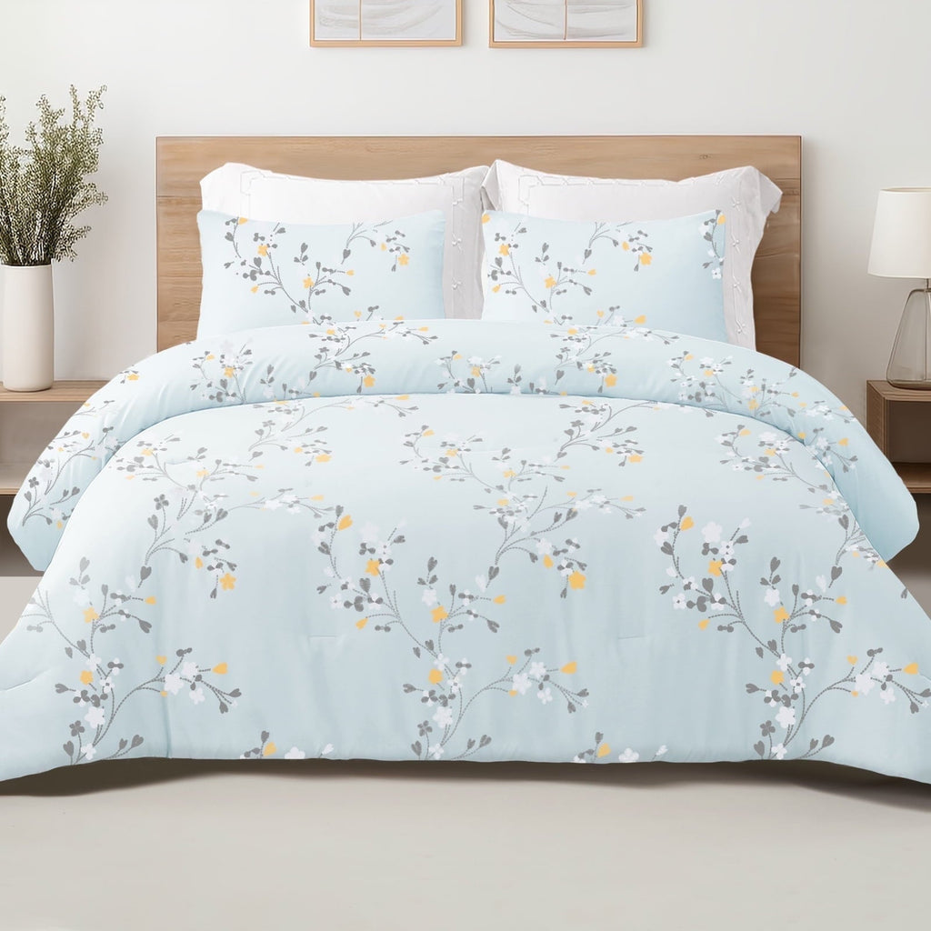 Fluffy Down Alternative 3-Piece Floral King Size Comforter Set, Microfiber Bedding Down Alternative Comforter for All Seasons with 2 Pillow S... - Luxurious Quilted Duvet Cover Set - Default Title