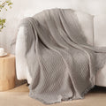 Cozy Fleece Knitted Throw Blanket with Fringes for Couch, Soft and Warm Textured Throw for All Season, Lightweight Breathable Roo... - Lightweight Plush Warm Blanket for All Seasons - Default Title