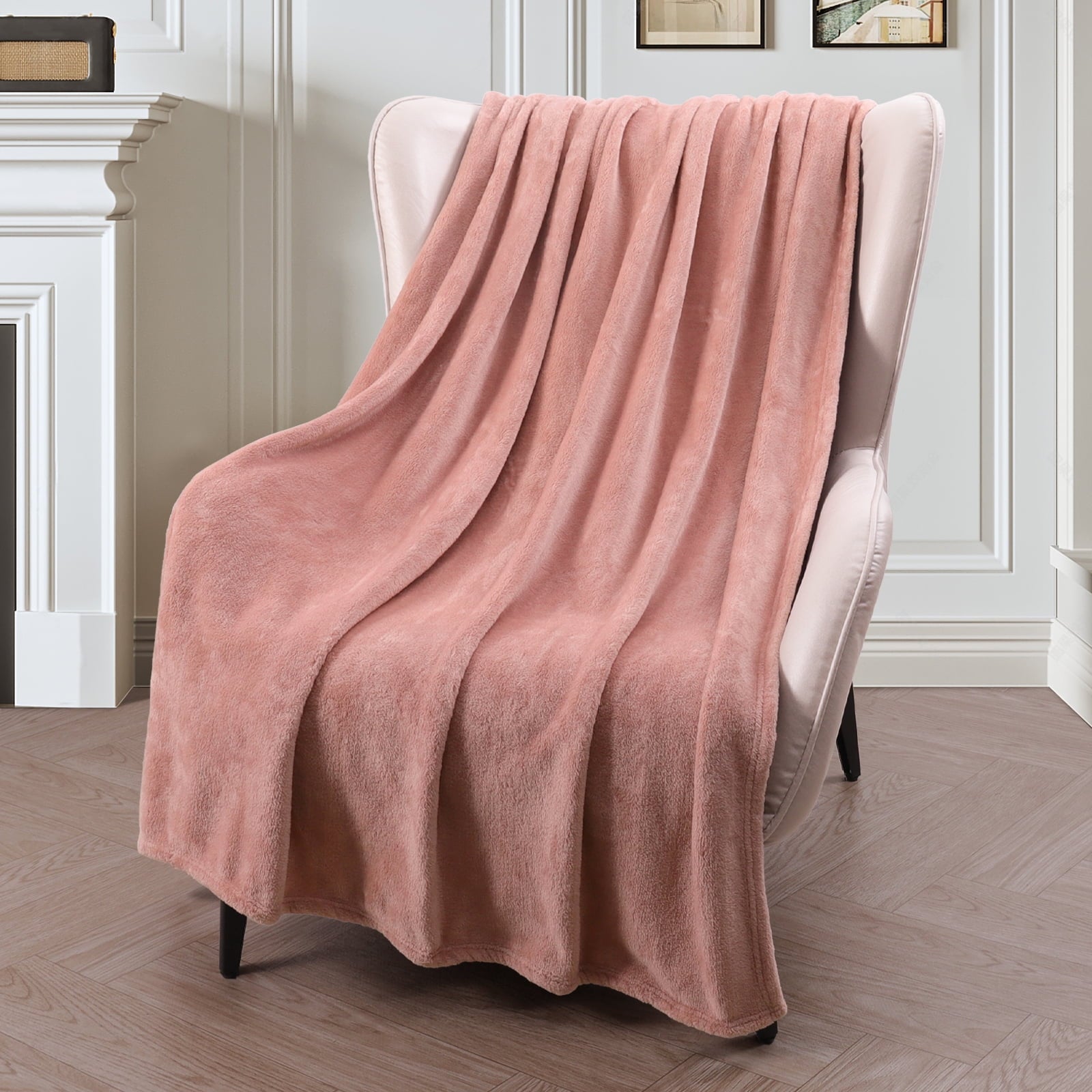 Cozy Fleece Large Flannel Fleece Velvet Plush Throw Blanket - 50" x 70" (Pink) - Luxury Knitted Decorative Throw Blanket with Fringes - Default Title