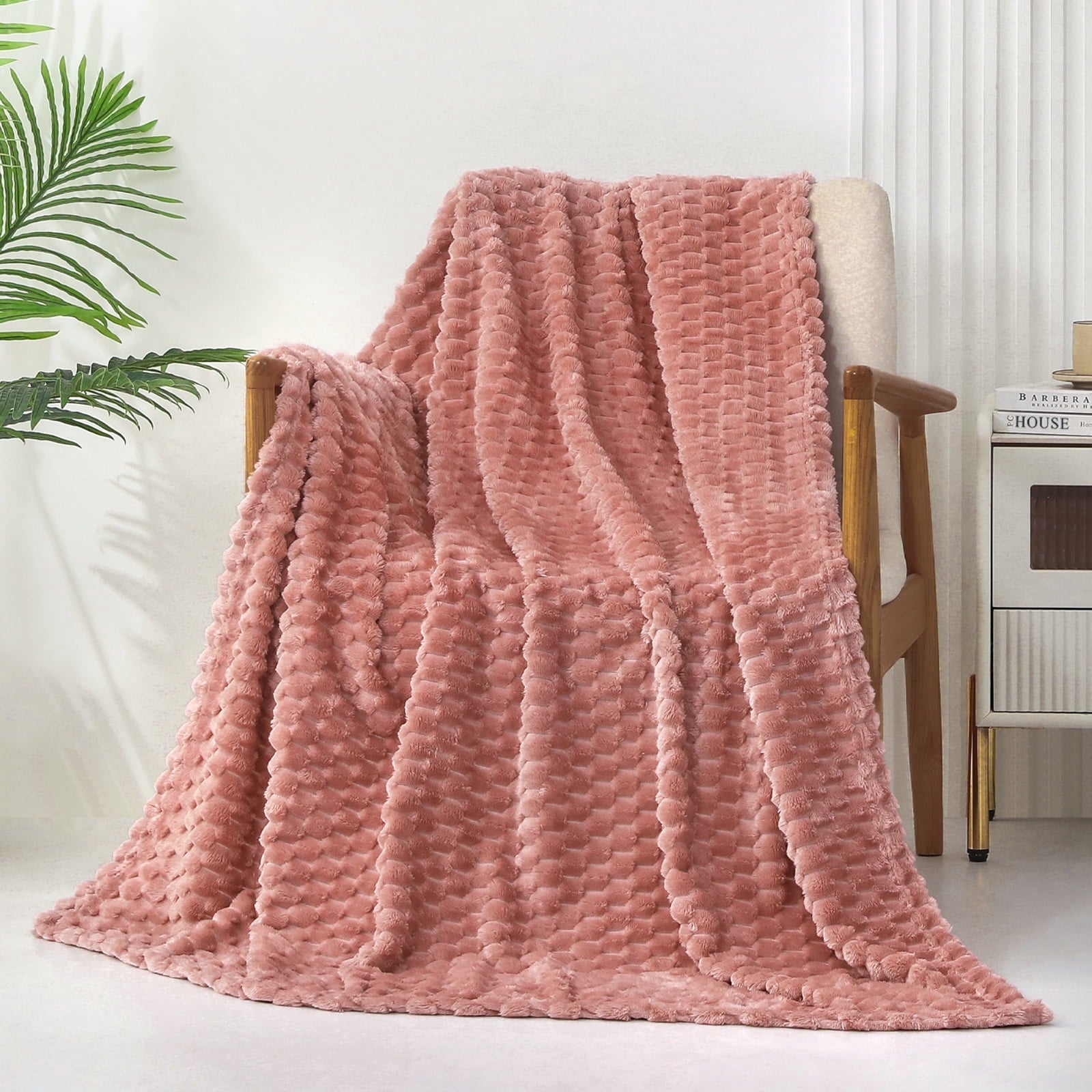 Super Soft Flannel Large Soft Fleece Throw Blanket, 50"x70" Stylish Jacquard Throw Blanket for Couch, Cozy, Warm, Lightweight Dusty Pink... - Super Soft Reversible Sherpa Flannel Blanket - Default Title