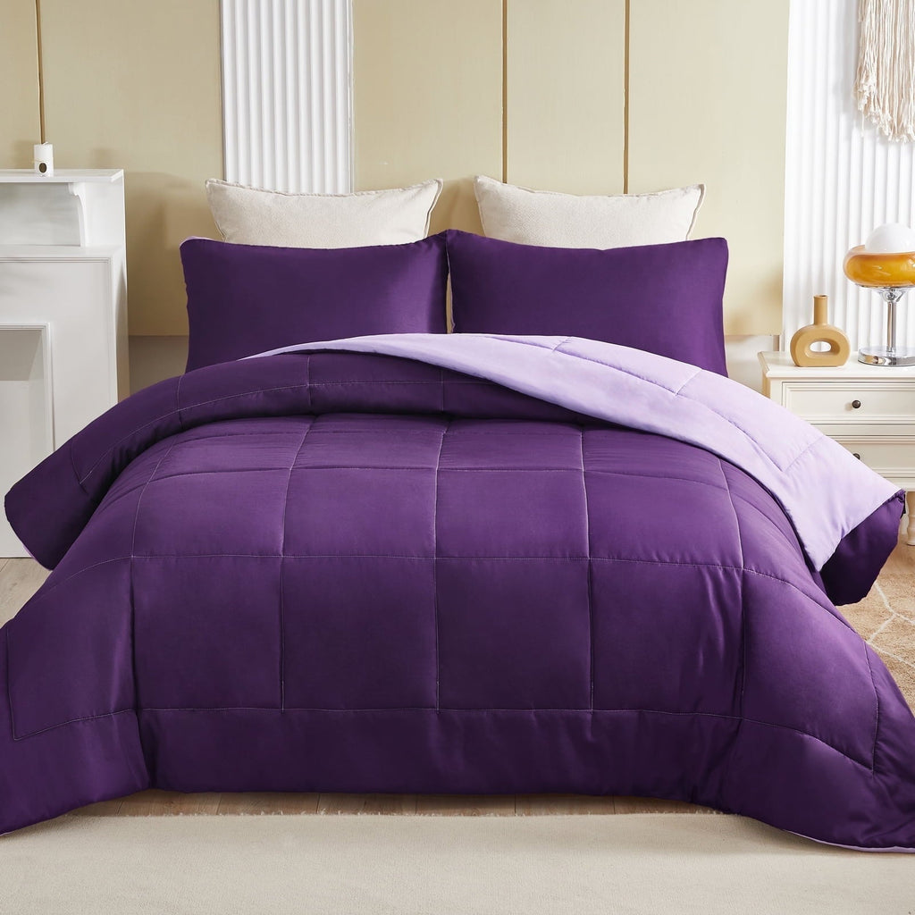 Hypoallergenic Cloud Lightweight Reversible 3-Piece Comforter Set All Seasons, Down Alternative Comforter with 2 Pillow Shams, Queen Size,... - Cloud-Like Soft Lightweight Bed Comforter - Default Title