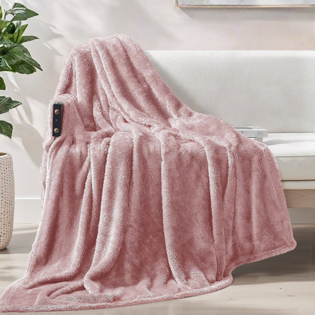 Super Soft Flannel Plush Fuzzy Large Fleece Throw Blanket (50" x 70", Dusty Pink)- Soft, Warm and Lightweight - Cozy Fleece Throw Blanket for Couch & Bed - Default Title