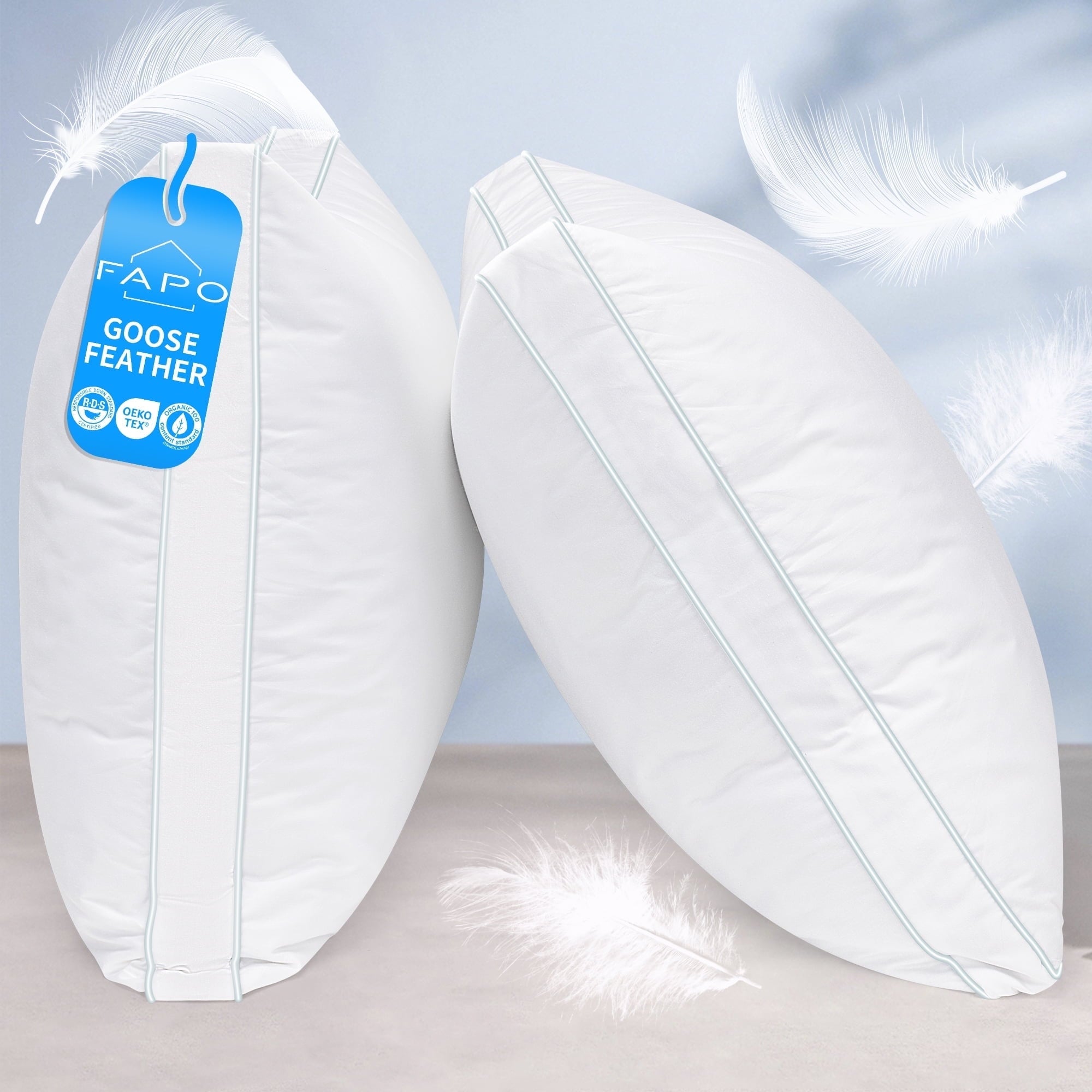 Orthopedic Support Goose Feather Down Pillows, Gusseted Bed Pillows Queen Size Set of 2, Luxury Hotel Collection Fluffy Pillows 100% Cot... - Orthopedic Shredded Foam Bed Pillow Set - Default Title