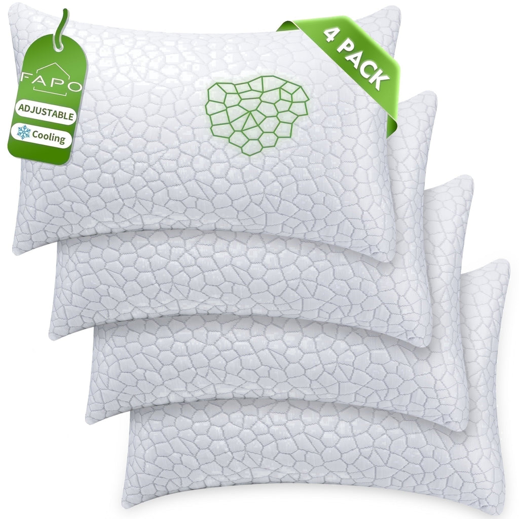 Hotel Collection Queen Size Bed Pillows 4-Pack,3.3lb Shredded Memory Foam Filled,Hyper Soft & 3D Breathable Cooling Desigh Cover Fitti... - Decorative Throw Pillow Cushion for Sofa & Bed - Default Title