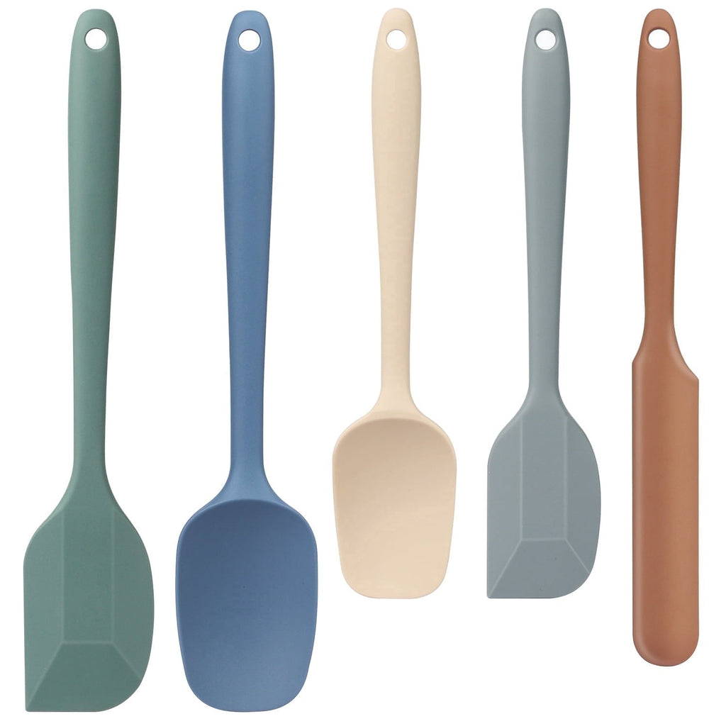 Ergonomic Cooking Food Grade Silicone Rubber Spatula Set, 5 Pcs Kithen Cooking Mixing Utensil Set, BPA-Free High Heat Resistant... - Ergonomic Kitchen Tongs and Cooking Spoon Utensil - Default Title