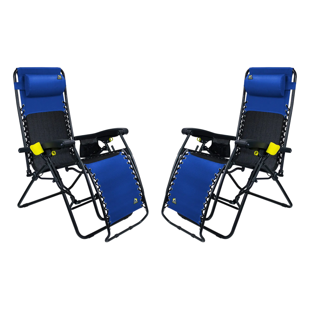 Reclining Beach Freeform Zero Gravity Lounger Bundle - Choice 507 - Rust-Resistant Aluminum Sand-Friendly Lounge Chair - Royal Blue