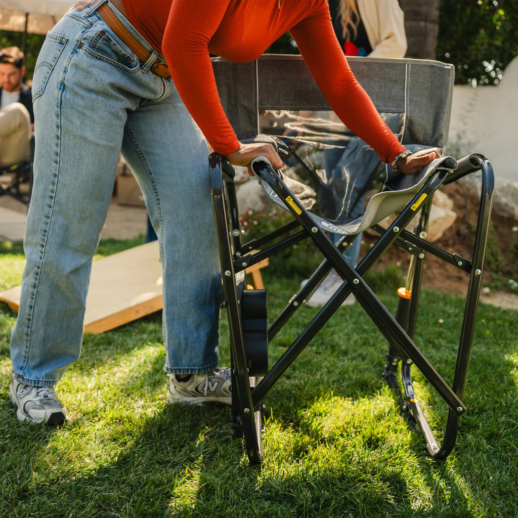 Patented Spring-Action Freestyle Rocker with Side Table - Choice 853 - RoadTrip Rocker Smooth Motion Camp Chair Detail