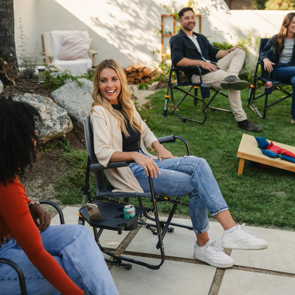Patented Spring-Action Freestyle Rocker with Side Table - Choice 853 - RoadTrip Rocker Smooth Motion Camp Chair Detail