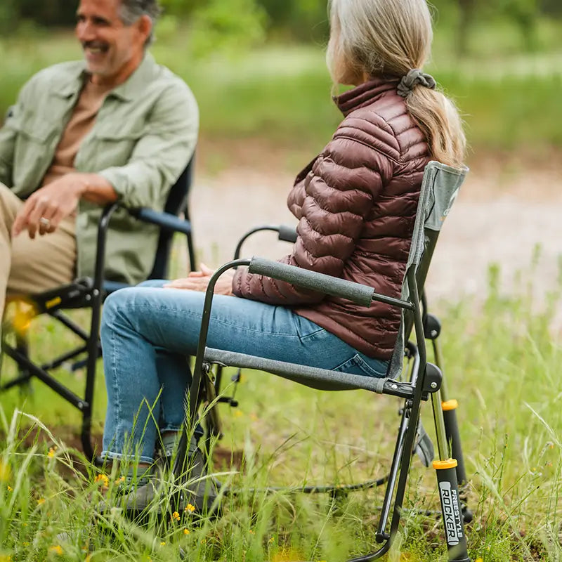 Patented Spring-Action Freestyle Rocker with Side Table - Choice 853 - RoadTrip Rocker Smooth Motion Camp Chair Detail