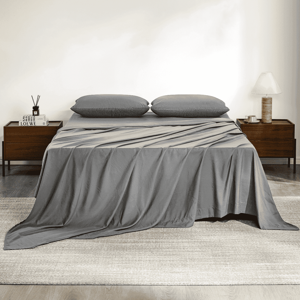 Cooling Sateen Full Size Bed Sheets, 4 Piece Sheets 14” Deep Pocket Sheet & Pillowcase Sets Soft Microfiber Luxury Bedding Fitted Sh... - Cooling Hotel Quality Bedding Sheets and Pillowcases - Default Title