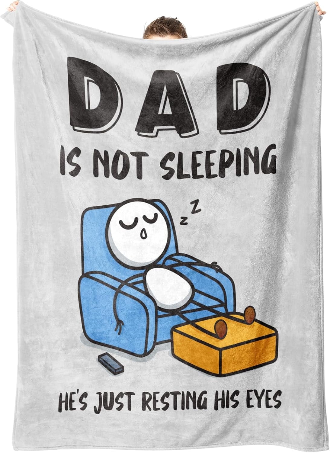 Lightweight Warm Funny Fathers Day Dad Gifts , Dads Birthday Gifts, Dad is Not Sleeping Blanket, Super Soft Throws Blanket for Napping - Luxury Knitted Decorative Throw Blanket with Fringes - Default Title