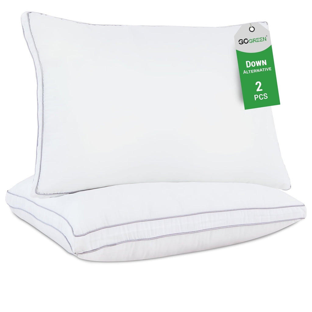 Decorative Plump 2 Pack Pillows for Bed, Standard Size Pillows Insert for Side and Back Sleepers, Soft Down Alternative Microfiber Fil... - Orthopedic Shredded Foam Bed Pillow Set - Default Title