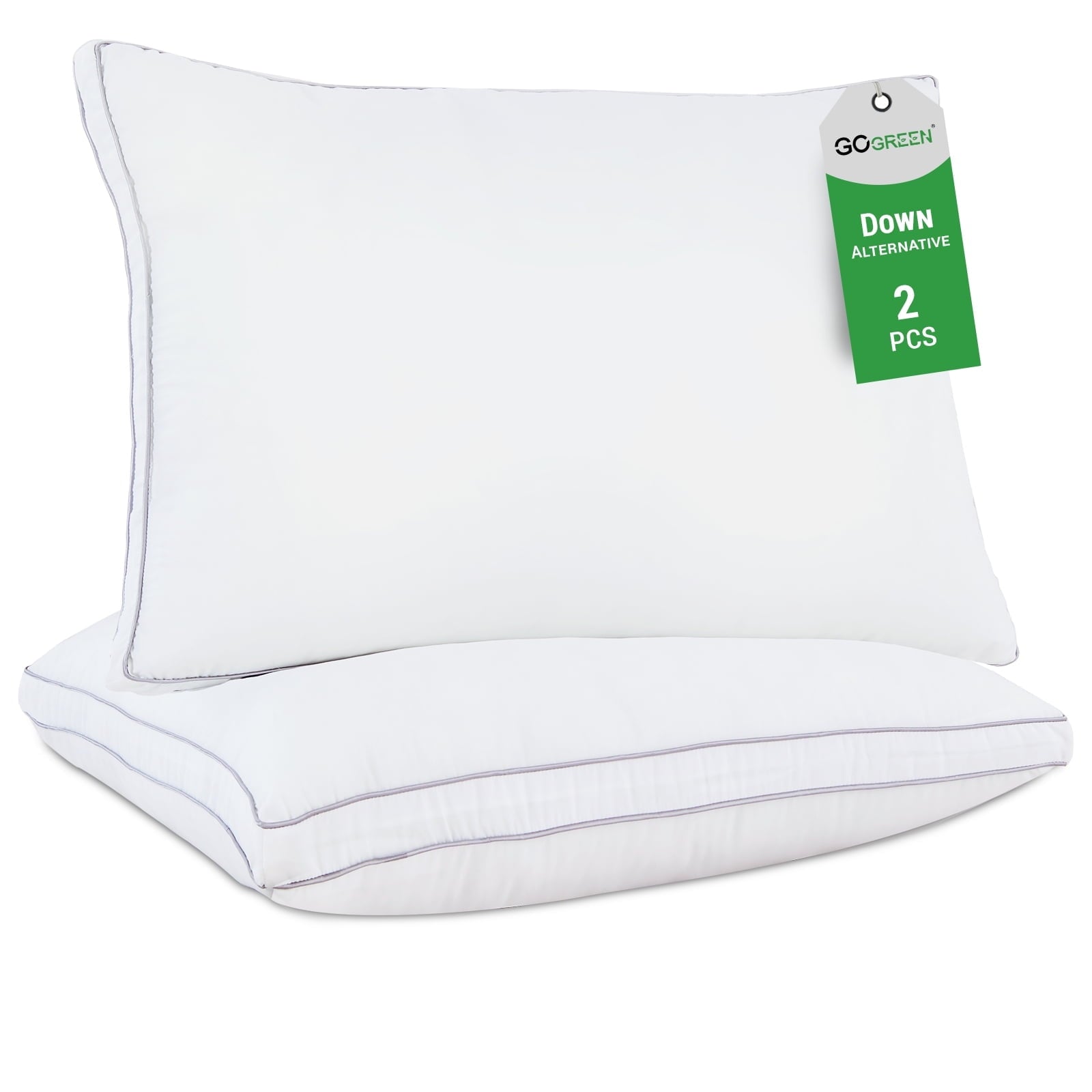 Decorative Plump 2 Pack Pillows for Bed, Standard Size Pillows Insert for Side and Back Sleepers, Soft Down Alternative Microfiber Fil... - Orthopedic Shredded Foam Bed Pillow Set - Default Title