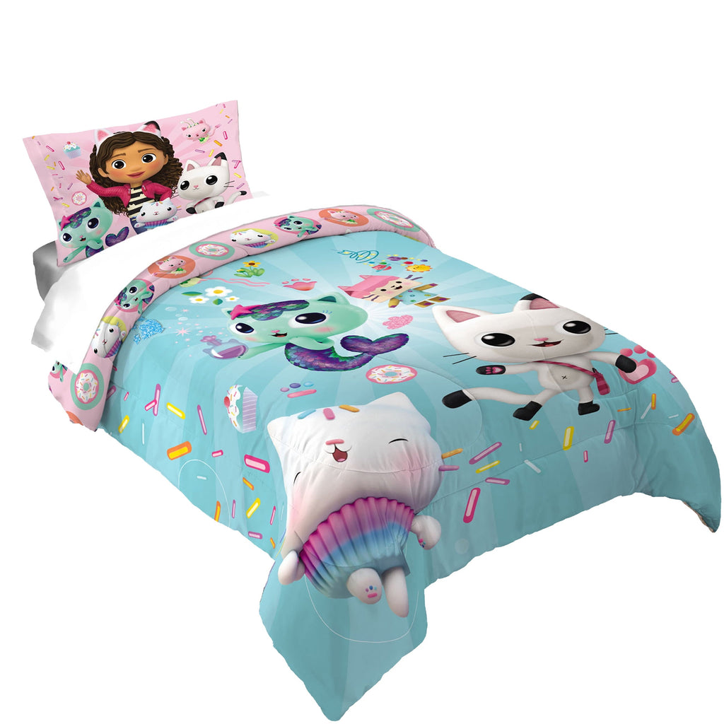 Fluffy Down Alternative Gabby's Dollhouse Kids Comforter and Pillowcase, 2-Piece Set, Twin/Full, Reversible - Luxurious Quilted Duvet Cover Set - Default Title