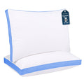 Orthopedic Support Gusseted Queen 18x26 Bed Pillows for Sleeping Set of 2 Polycotton White Blue Stripe Comfortable - Orthopedic Shredded Foam Bed Pillow Set - Default Title