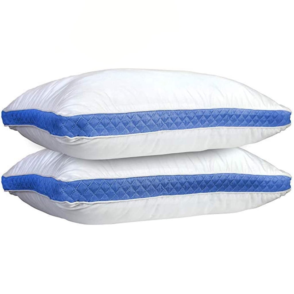 Ergonomic Memory Foam Gusseted Quilted King Size Bed Pillows Set of 2, Blue Bed Pillows for Side Sleepers and Back Sleepers - Orthopedic Shredded Foam Bed Pillow Set - Default Title