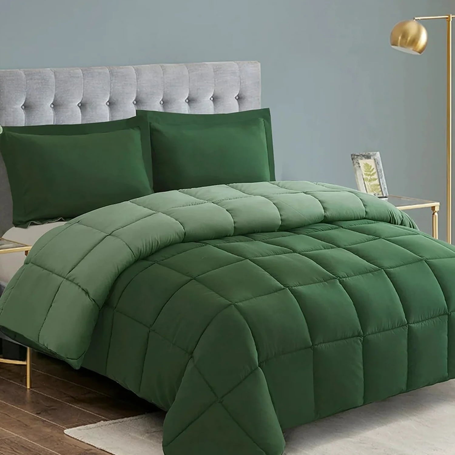 Hypoallergenic Cloud Light Weight Down Alternative Comforter Set, Queen, Green, Reversible - Cloud-Like Soft Lightweight Bed Comforter - Default Title