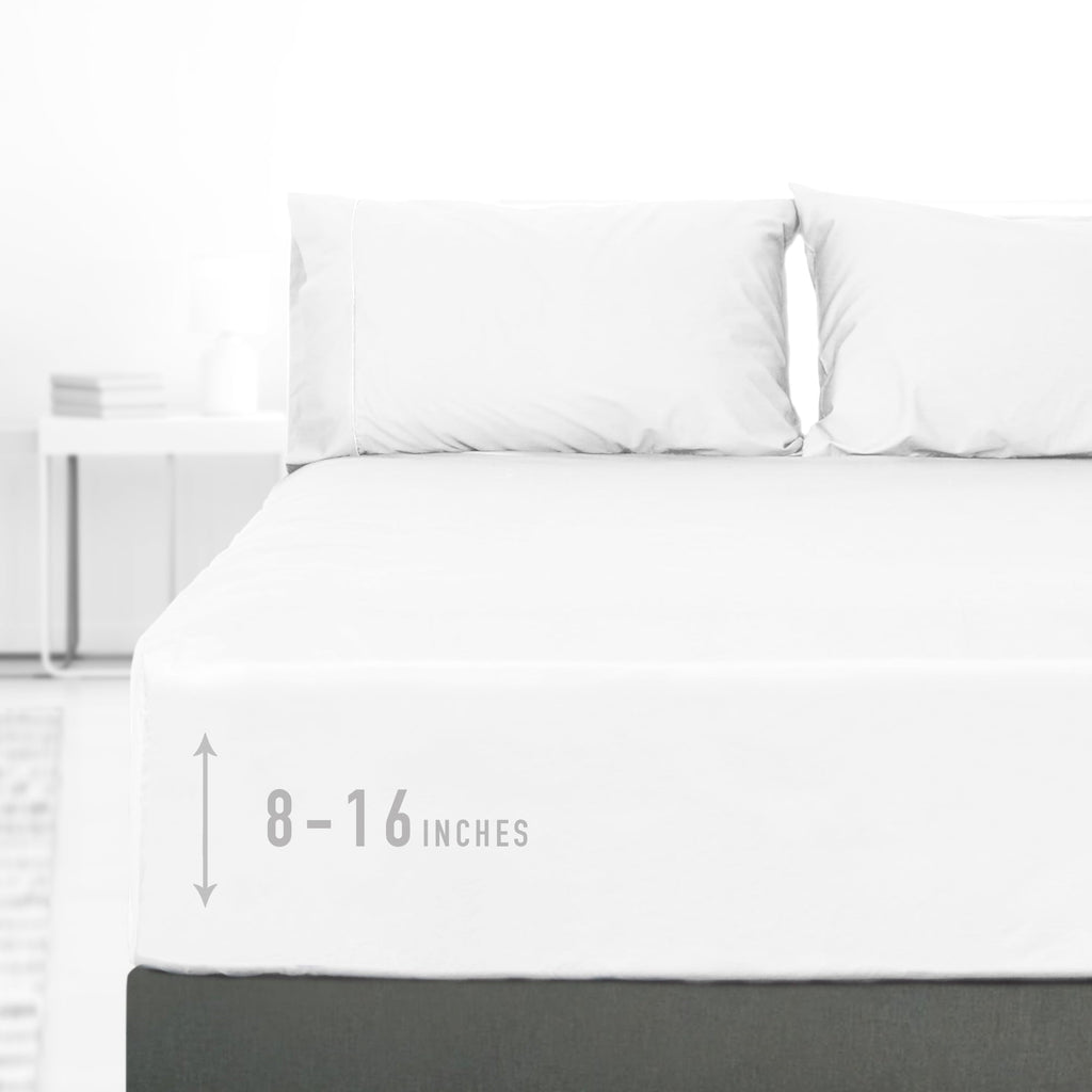Premium Egyptian Cotton 100% Cotton Queen Size Fitted Sheet Only, 300 Thread Count White Fitted Bed Sheet with 22” Extra Deep Pocket, Soft & ... - Luxury Bed Sheet Set with Deep Pockets - Default Title