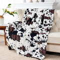 Super Soft Flannel Cow Print Double Sided Faux Fur Throw Blanket, Soft Cozy Fuzzy Black and White Throw, 50x60 inches - Cozy Fleece Throw Blanket for Couch & Bed - Default Title