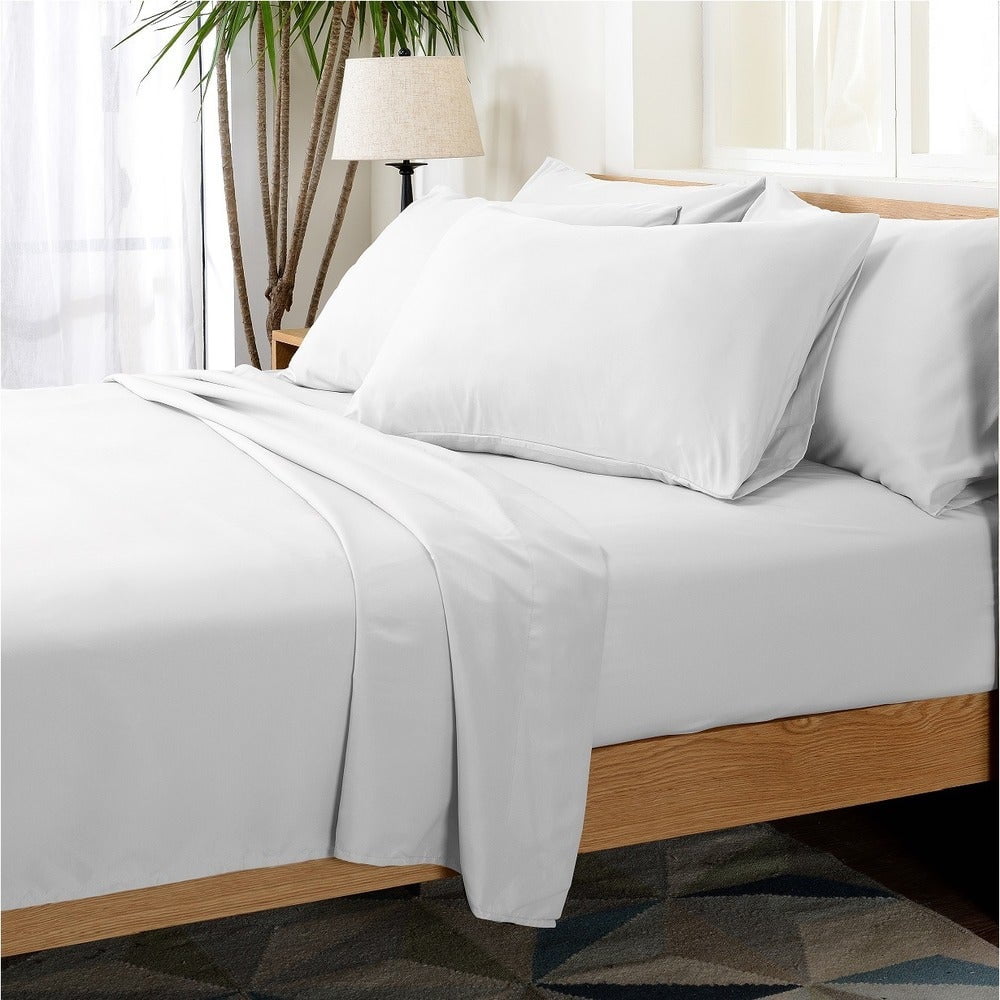 Ultra-Soft Hotel Collection Rayon derived - 6 Piece, Queen, White - Breathable Egyptian Cotton Flat & Fitted Sheets - Default Title