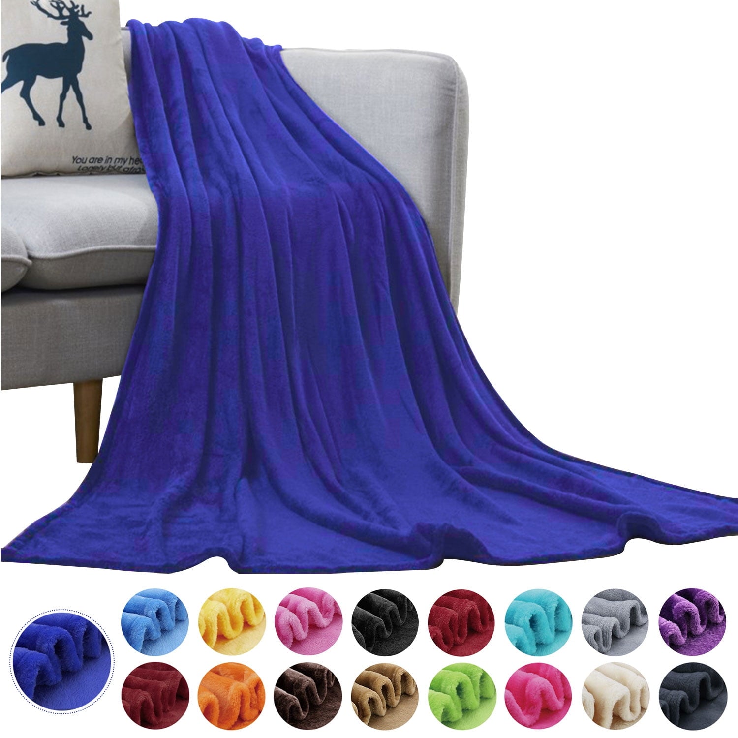 Lightweight Warm Large Navy Fleece Throw Blankets, Throw Size Soft Fuzzy Blanket for Women Men and s, All Season Lightweight Microfibe... - Luxury Knitted Decorative Throw Blanket with Fringes - Default Title