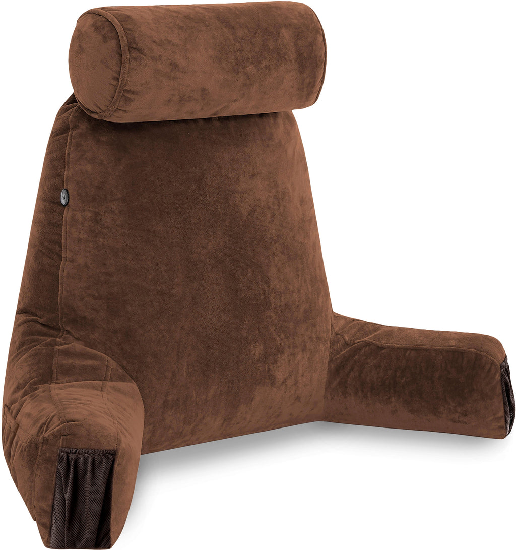 Orthopedic Support Medium Chocolate Brown, Backrest - Detach Neck Roll, Removable Cover - Hotel Quality Plush Sleeping Pillows - Default Title