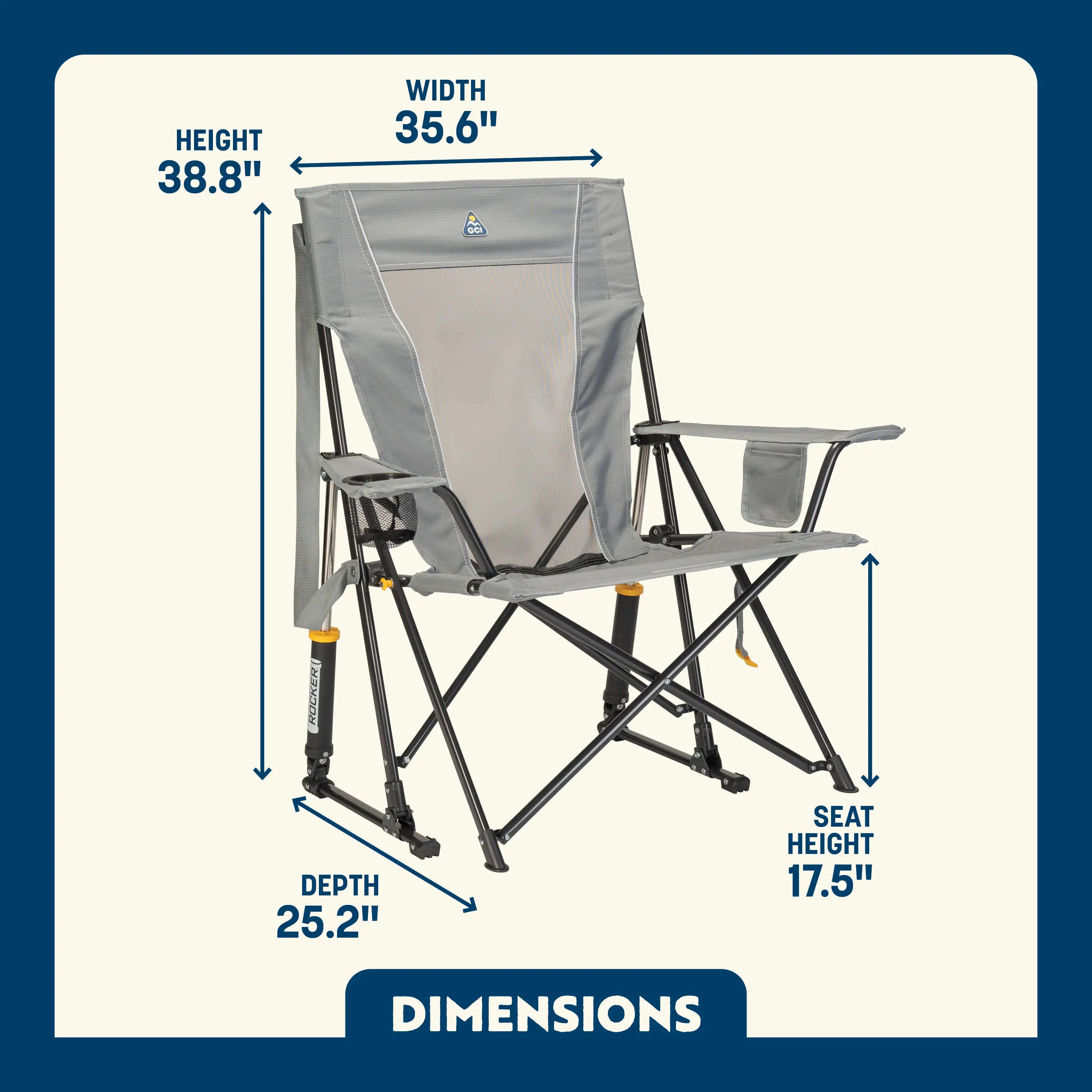 Heavy-Duty Freestyle Comfort Pro Rocker - Choice 375 - Patented Spring-Action Rocking Chair for Camping Detail
