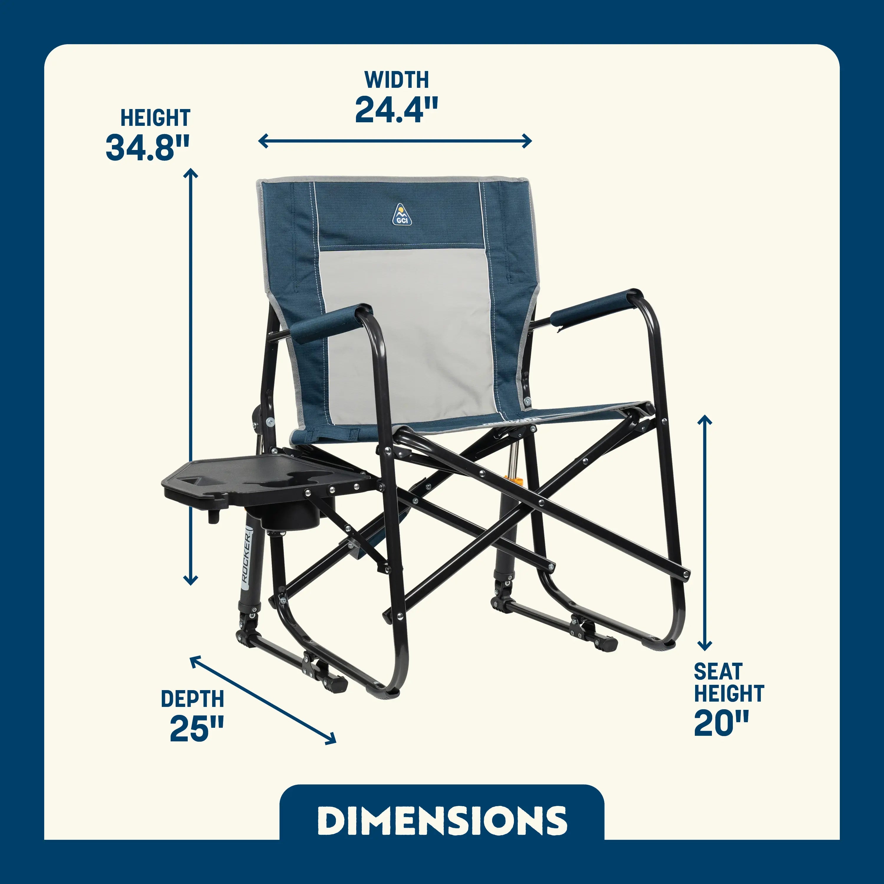 Patented Spring-Action Freestyle Rocker with Side Table - Choice 853 - RoadTrip Rocker Smooth Motion Camp Chair Detail