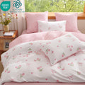 Heavyweight Warmth Pink Tulip Queen Comforter Set, 3-Piece Pink Flowers Reversible Soft Bedding Set or Adults All Season - Luxurious Quilted Duvet Cover Set - Default Title