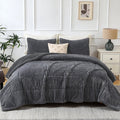 Heavyweight Warmth 3 Piece Fleece Queen Comforter Set - Soft & Warm Fluffy Dark Gray Sherpa Bedding , Fuzzy Heavy Double Sided Design Wi... - Cloud-Like Soft Lightweight Bed Comforter - Default Title