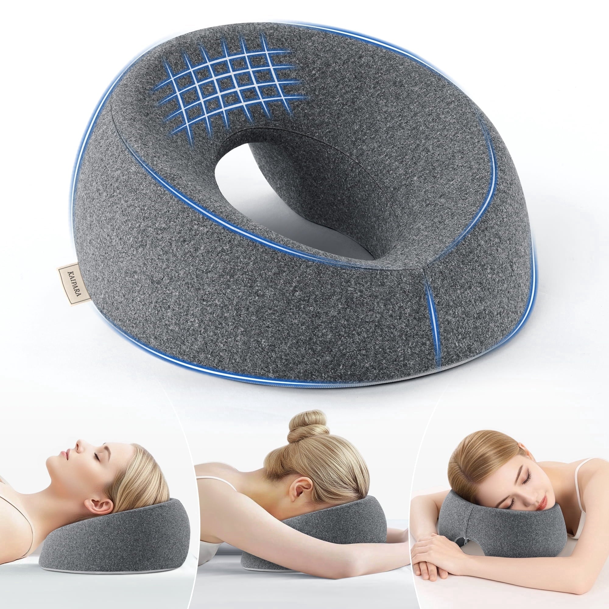 Ergonomic Memory Foam Face Down Pillow Massage Headrest for Bed, Memory Foam Pillow Face Cradle Support for Stomach Sleepers, Eye Post-Surg... - Hotel Quality Plush Sleeping Pillows - Default Title
