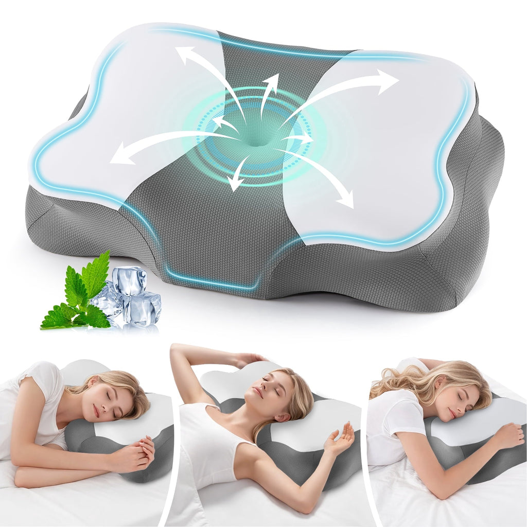 Decorative Plump Memory Foam Cervical Pillow for Sleeping Support - Orthopedic Bed Pillow for Neck, Shoulder Pain Relief, Adults, Side... - Orthopedic Shredded Foam Bed Pillow Set - Default Title