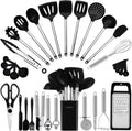Ergonomic Cooking Kitchen Utensil Set-Silicone Cooking Utensils-33 Kitchen Gadgets & Spoons for Nonstick Cookware-Silicone and Stainles... - Durable Turner & Ladle Utensil Set for Home Chefs - Default Title