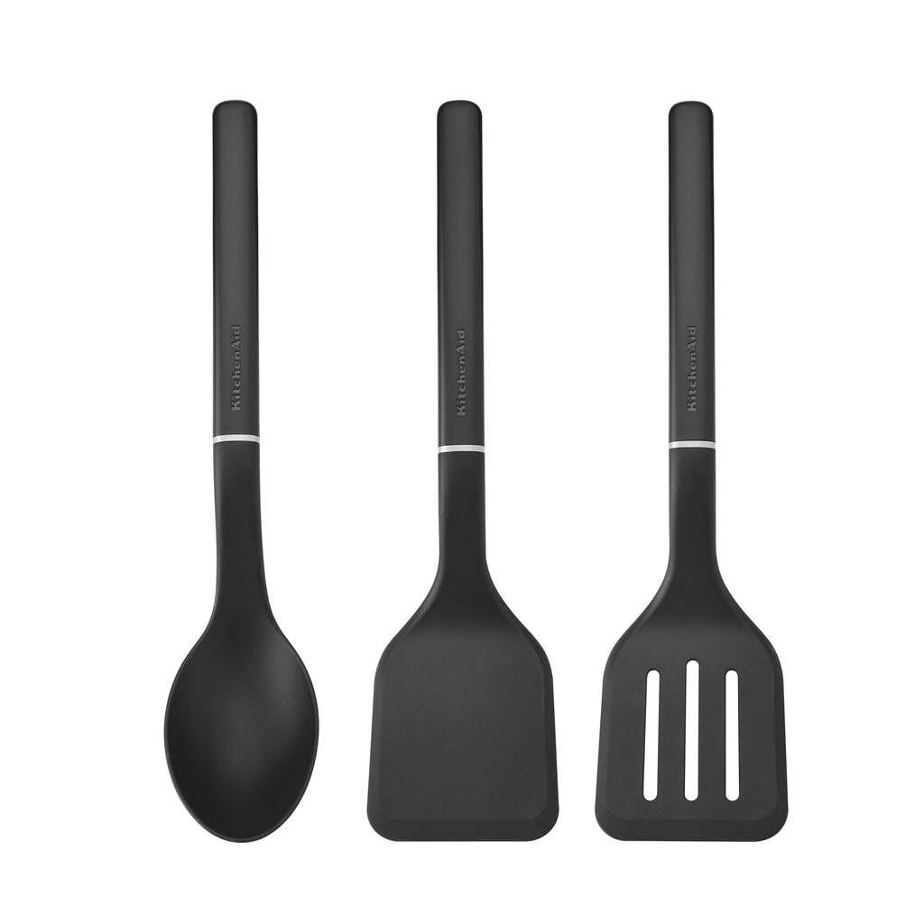 Heat-Resistant 3-Piece Cooking Utensils Set with Ergonomic Handles, Black - Heat-Resistant Silicone Cooking Spatula Turner - Default Title