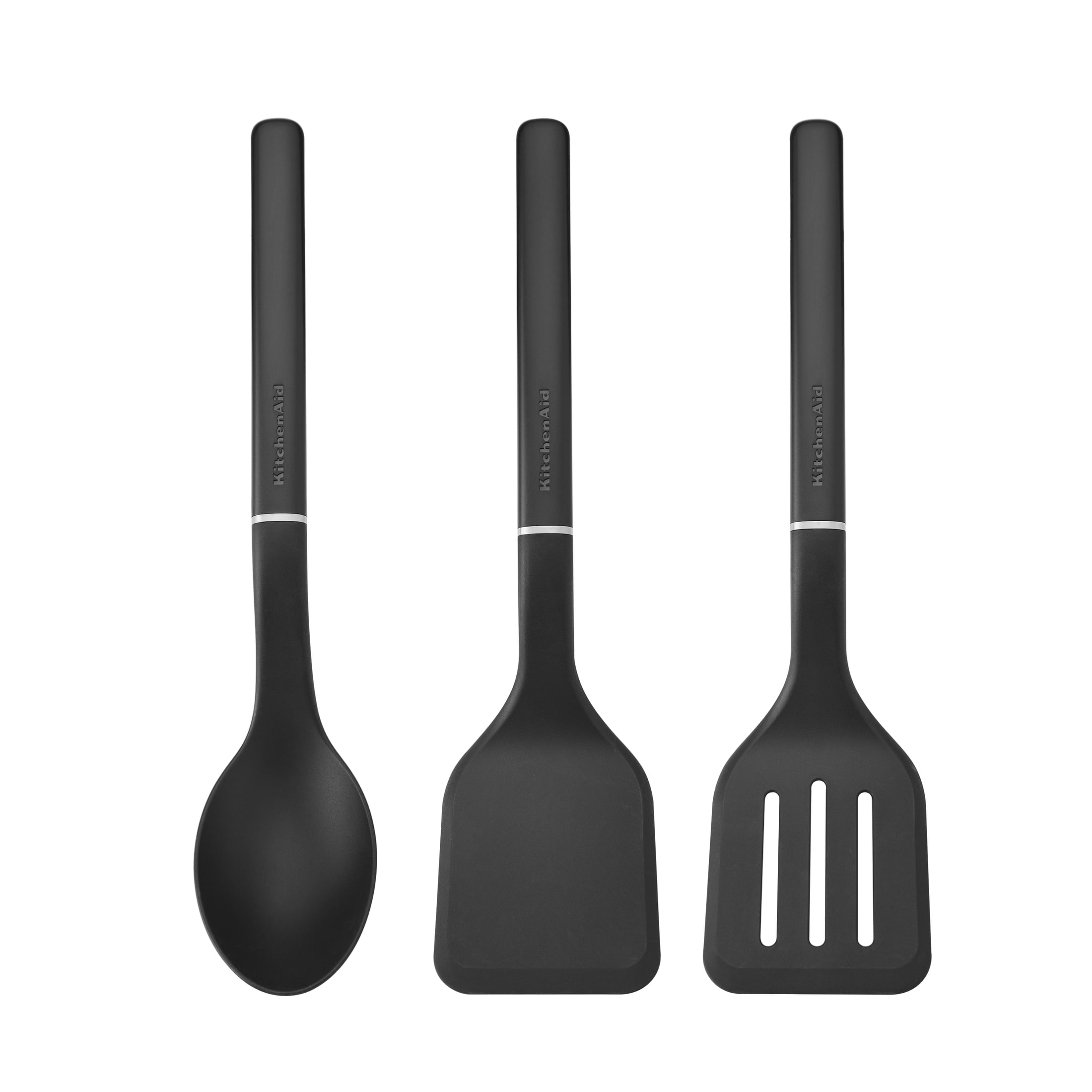 Heat-Resistant 3-Piece Cooking Utensils Set with Ergonomic Handles, Black - Heat-Resistant Silicone Cooking Spatula Turner - Default Title