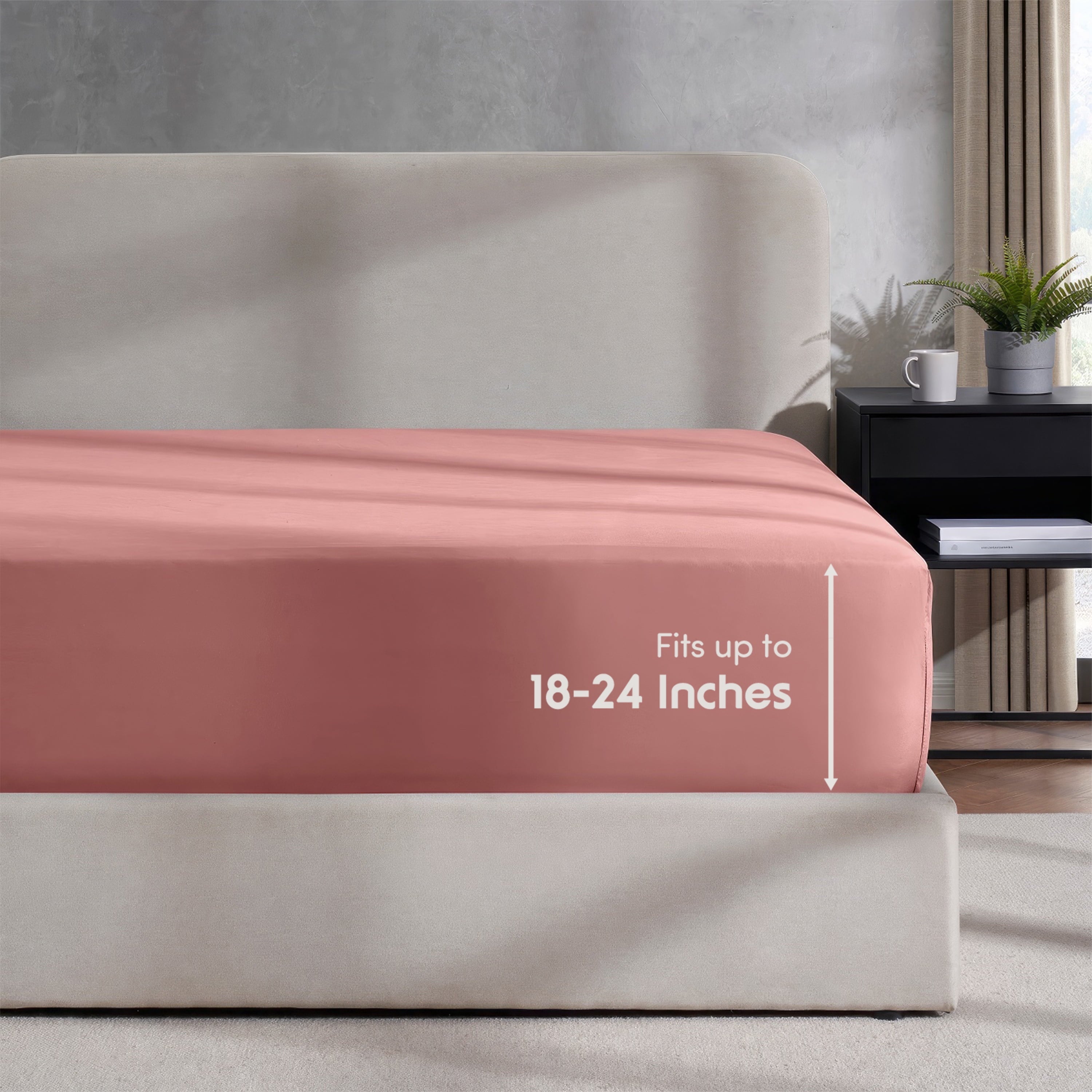 Breathable Luxury Extra Deep Pocket Twin XL Fitted Sheet Only, Fits 18" to 24" Mattress, Soft Microfiber Fitted Bed Sheet, Pink Clay - Breathable Egyptian Cotton Flat & Fitted Sheets - Default Title
