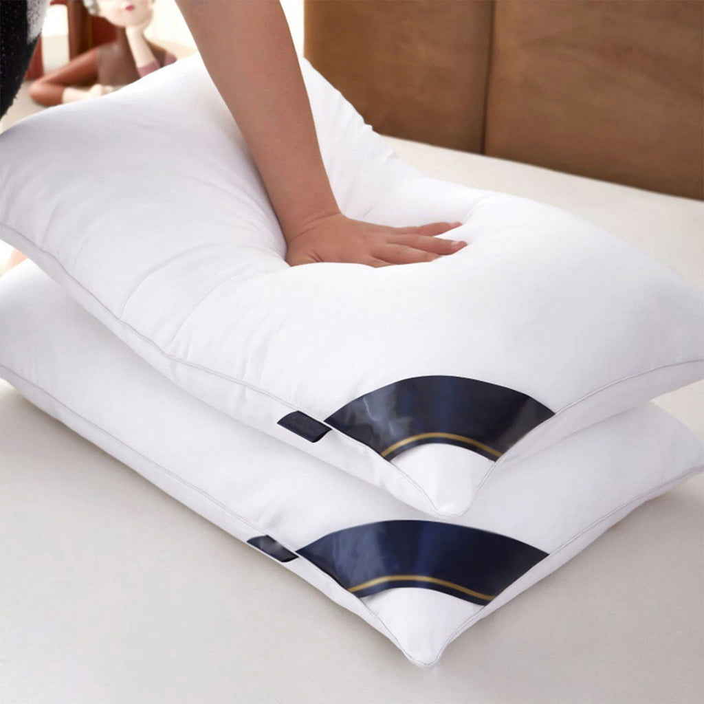 Decorative Plump 2Pcs Soft Feather Velvet Down Pillow Standard Size, Hotel-grade Feather Pillow for Sleeping, Skin-friendly Cotton Fab... - Ergonomic Memory Foam Pillow for Neck Pain Support - Default Title