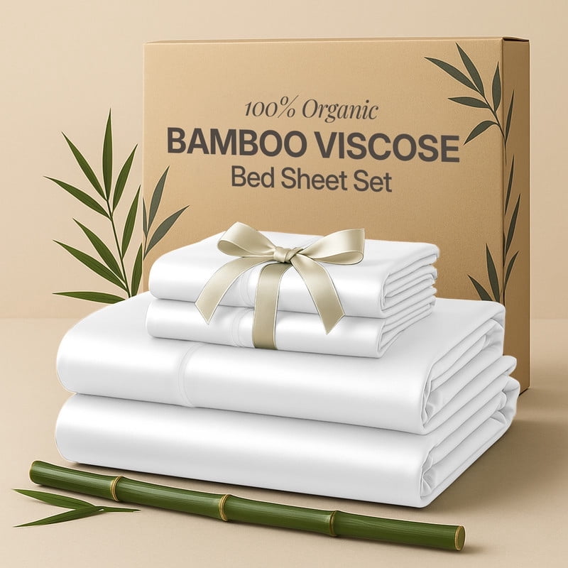 Premium Egyptian Cotton Lux Decor 100% Organic Viscose - 4 Piece Ultra-Soft Luxury Cooling Bed Sheets, 16" Deep Pocket, Breathable & Hypoalle... - Premium Ultra-Soft Pillowcase Pair for Sleeping - Default Title