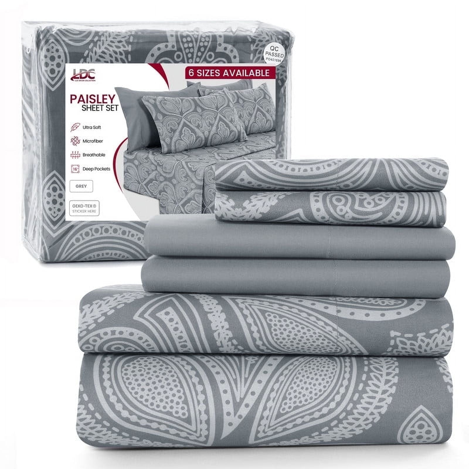 Premium Egyptian Cotton 6-Piece Bed Sheet Set, Deep Pocket Queen Sheets Up to 16 Inch, 1 Flat Sheet , 1 Fitted Sheet & 4 Pillowcases (Queen, ... - Cooling Hotel Quality Bedding Sheets and Pillowcases - Default Title
