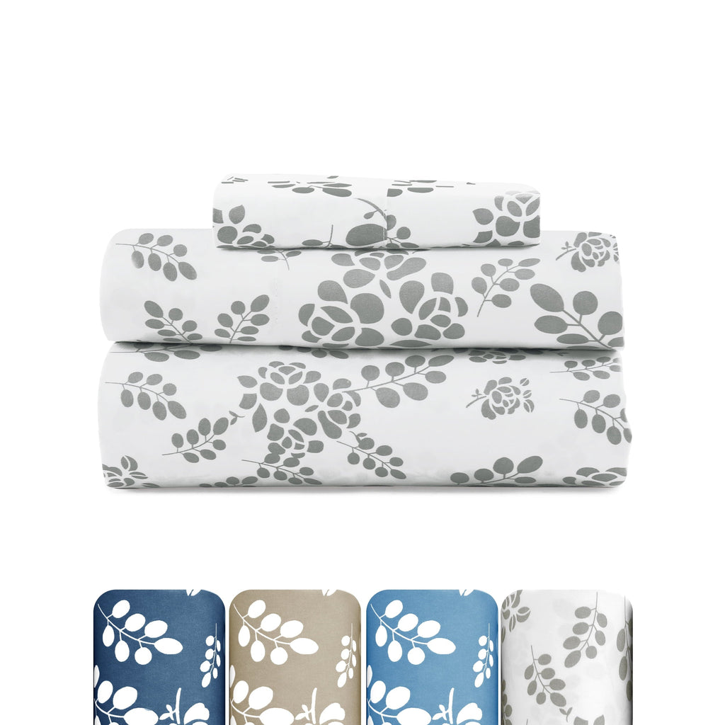 Breathable Luxury Lux Decor Twin Microfiber Bed Sheets - 3 Piece Floral Sheet Set, Soft Breathable Bedding, Wrinlkle Resistant, OEKO-TE... - Cooling Hotel Quality Bedding Sheets and Pillowcases - Default Title