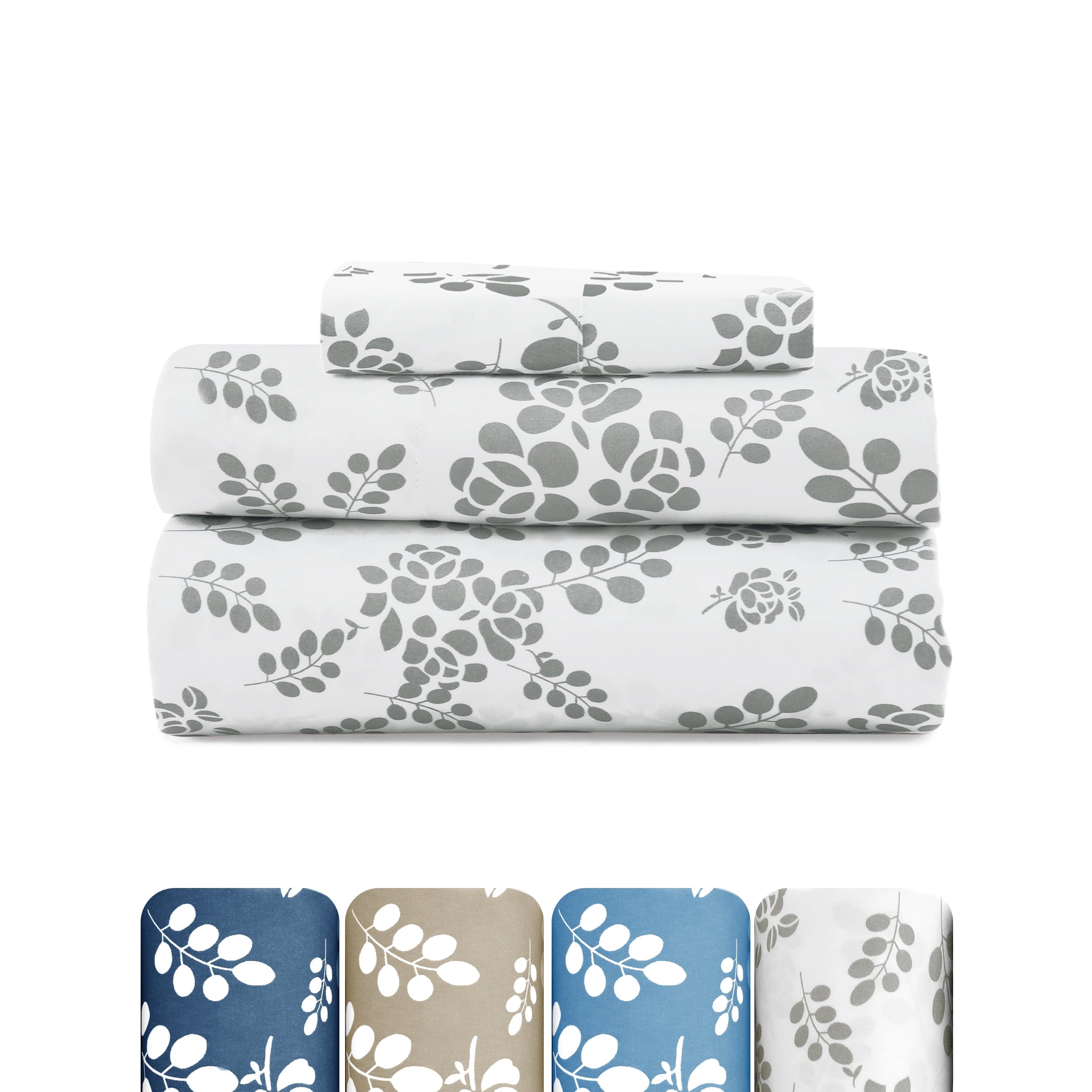 Breathable Luxury Lux Decor Twin Microfiber Bed Sheets - 3 Piece Floral Sheet Set, Soft Breathable Bedding, Wrinlkle Resistant, OEKO-TE... - Cooling Hotel Quality Bedding Sheets and Pillowcases - Default Title
