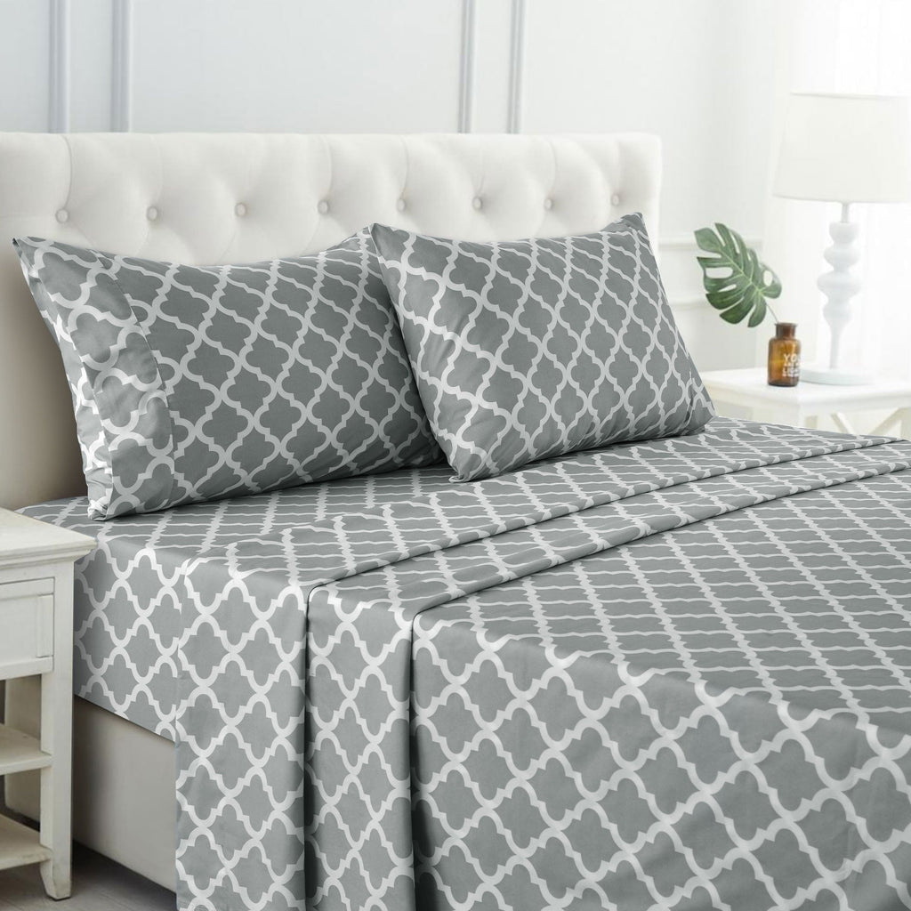Wrinkle-Resistant King Size Bed Sheets Set, ury 4 Piece Microfiber Deep Pocket Fitted Sheet, Flat Sheet & Pillowcases Bedding Sheets Se... - Luxury Bed Sheet Set with Deep Pockets - Default Title